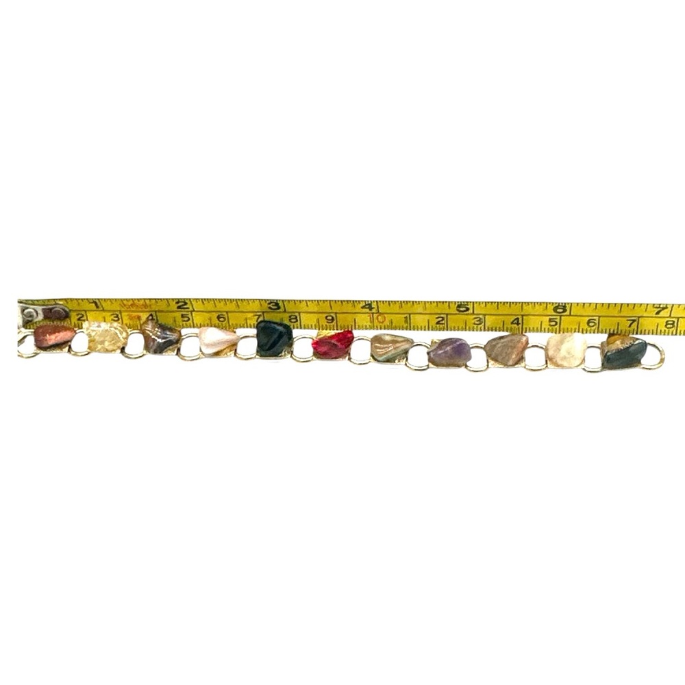 Vintage Polished Multi-Stone Gold‎ Bracelet - Picture 5 of 5